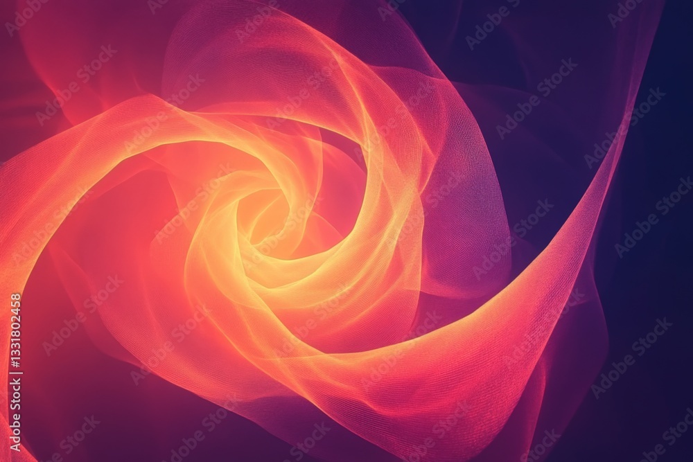 Poster Vibrant swirling patterns in shades of red and orange create a mesmerizing visual effect in the dark background