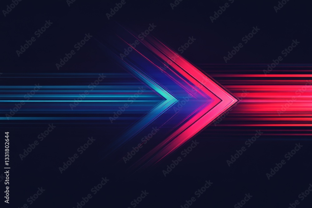 Poster colorful dynamic arrow patterns create a sense of movement and energy in a dark background