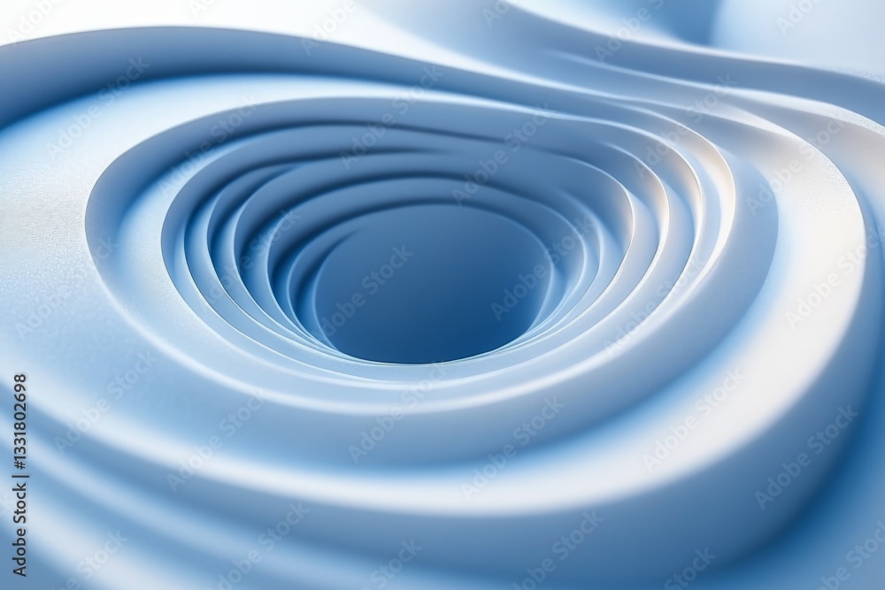 Poster fluid shapes create endless patterns of gentle waves in soft blue tones during peaceful moments of t