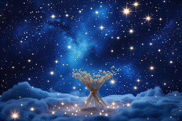 Fototapeta premium Sapphire Galaxy Background with Twinkling Stars and Night Sky Scenery