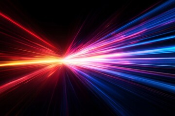 Vibrant beams of light create dynamic patterns in a dark setting showcasing energy and movement