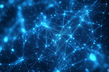 Visual representation of a digital network with blue connections over a dark background highlighting technology and innovation