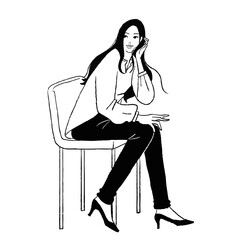 椅子に座る女性　女性　全身　ベクター