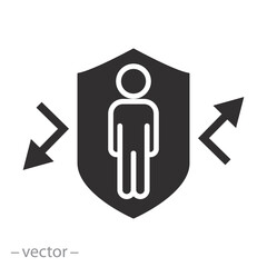 hygiene shield, man protection against the external influences or virus, bacterial prevention, immunity, flat vector illustration