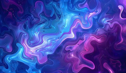 Abstract Neon Purple Blue Swirls Background - Modern Fluid Art Texture with Vibrant Colors and Dynamic Waves