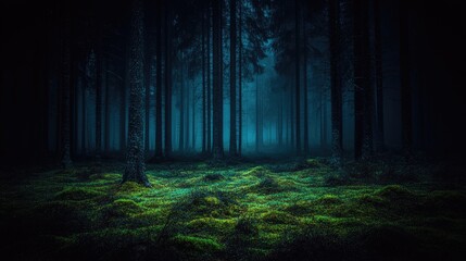Fototapeta premium Misty Forest at Night
