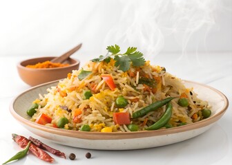Spiced Tasty Indian Veg Biriyani. 