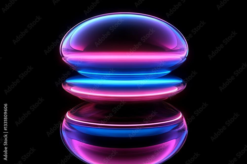 Aufkleber colorful orbs reflect light in a symmetrical arrangement against a dark background creating a vibran