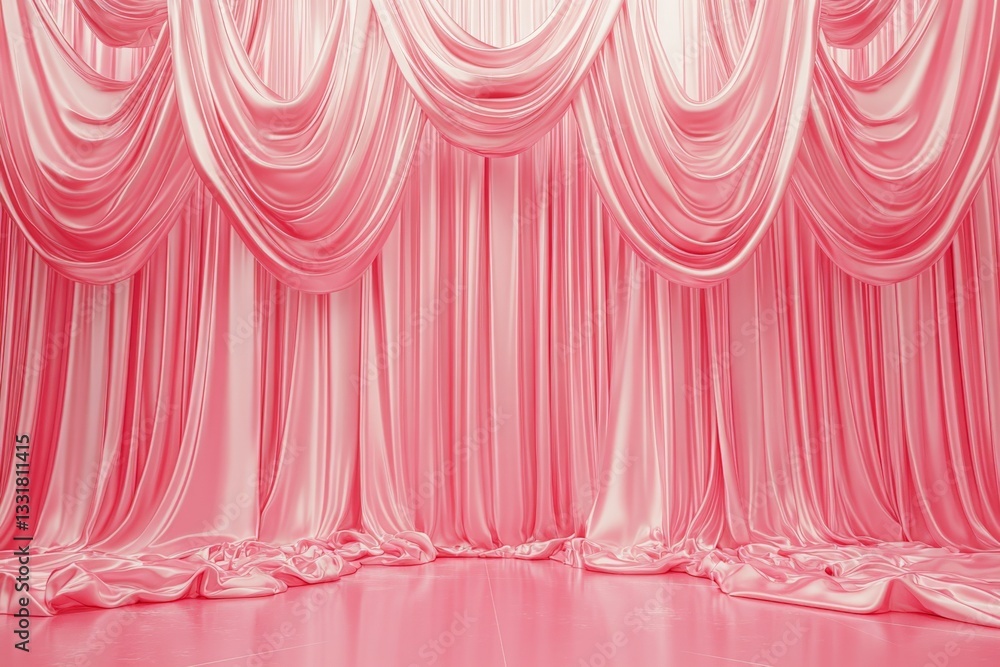 Poster elegant pink draped fabric backdrop designed for events and performances in a beautifully coordinate