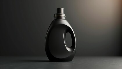 Elegant black bottle of laundry detergent on a dark background 