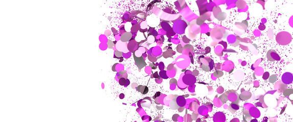 Festive background with pink and purple confetti. Perfect for party invitations, celebrations, and more.