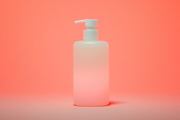 Minimalist design showcases frosted bottle with soft gradient, s