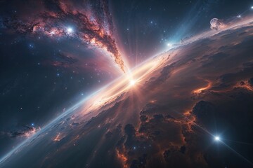 Fototapeta premium Cosmic Journey Through Radiant 3D Space and Vast Phenomena