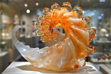 a breathaking resin sculpture of a swirling glass