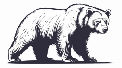 Fototapeta premium Black and white illustration of a brown bear. Bear. Wild animal.