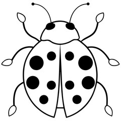 Simple Line Art Ladybug Vector