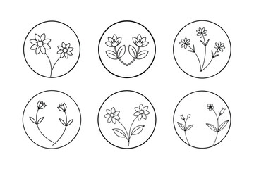 Fototapeta premium Flowers circle frame Vector art.