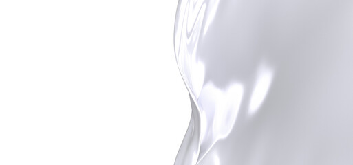 A close-up of a gray fabric drape with smooth, flowing lines. The texture is soft and the light plays across the surface, creating subtle highlights and shadows.