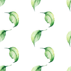 Seamless pattern with green leaves.