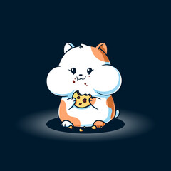 Cute Hamster With Cookie Full Cheeks Cartoon Vector Icon Illustration Animal Food Icon Isolated Flat Vector