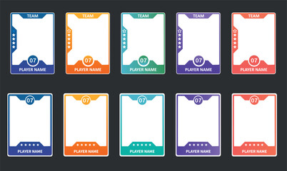 Game sports card template. A set of trading frames for football, basketball and hockey players.Sports trading card templates.