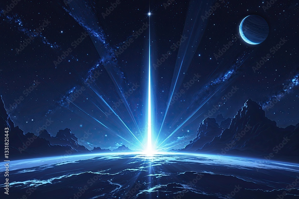 Wall mural ethereal light and shadow effects in deep space artwork