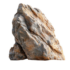 Natural rock formation along a sandy beach under bright sunlight isolated on transparent background 