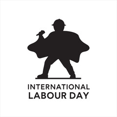 Obraz premium Vector style silhouette logo International Labour Day, geometric shapes, clean lines, strong moody style, low contrast, white background, balanced, symmetrical, visually clear