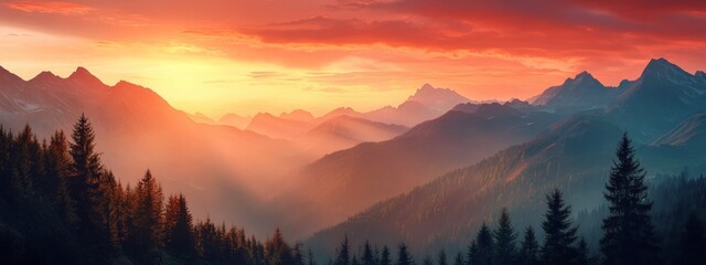 mountain landscape at sunset.