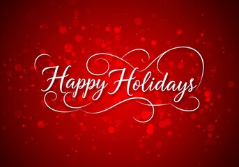Wishing Happy Holidays with Elegant White Script on Festive Red Background