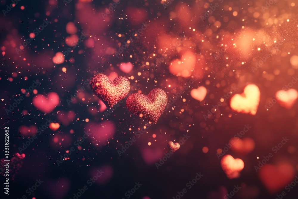 Aufkleber colorful heart shapes float against a dark background creating a romantic atmosphere during a festiv