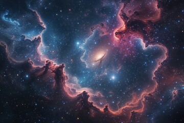 Fototapeta premium Stunning Intergalactic Views with Colorful Nebulae and Dazzling Celestial Stars
