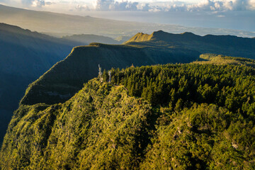 Les Makes viewpoint at sunrise at Reunion Island