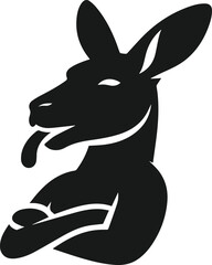 Kangaroo sticking out its tongue vector silhouette