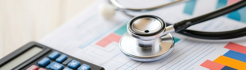A stethoscope rests on financial documents, symbolizing the intersection of healthcare and finance.