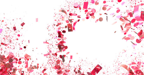 Pink confetti bursts and swirls