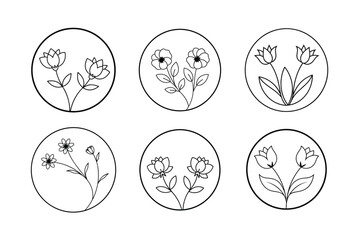 Flowers circle frame Vector art.