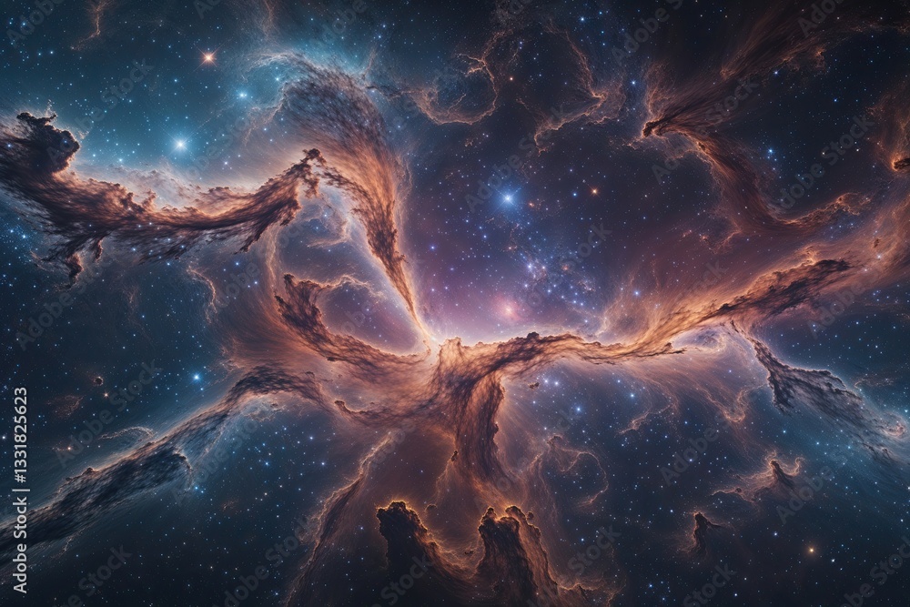 Aufkleber stellar nebula equirectangular space chart with 3d textured celestial background