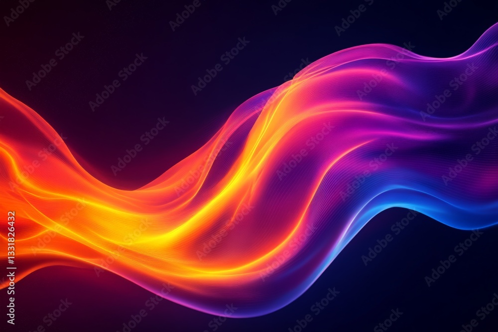 Poster Colorful waves of light create a mesmerizing abstract display in a dark setting