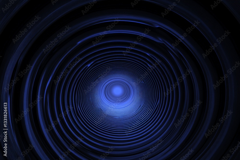 Aufkleber Rippling blue patterns create an abstract tunnel effect with a luminous center under low light conditions
