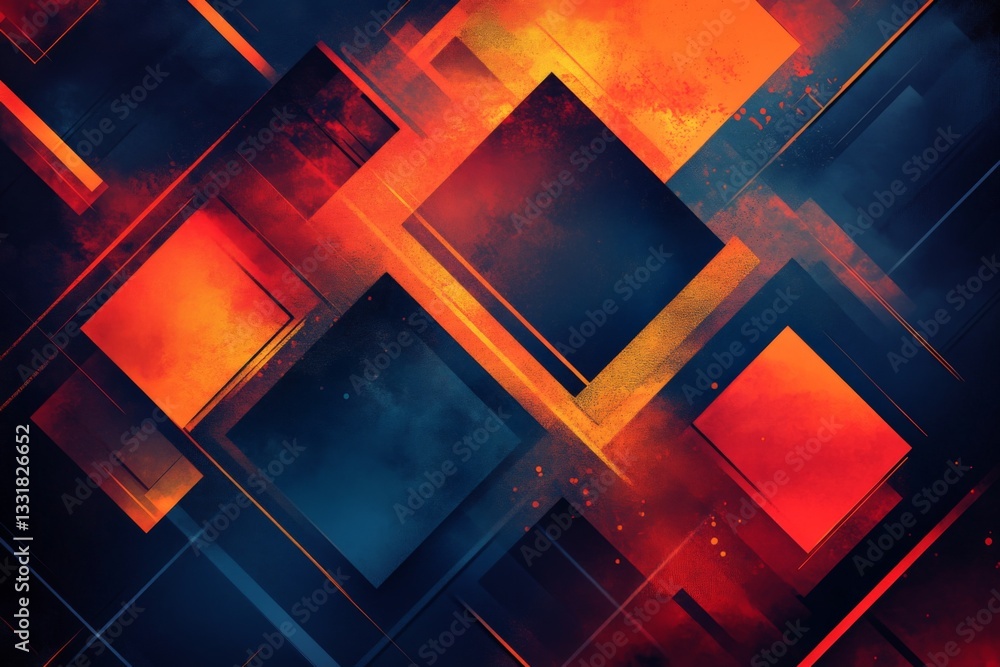 Aufkleber vibrant abstract composition featuring geometric shapes in bold colors and sharp contrasts