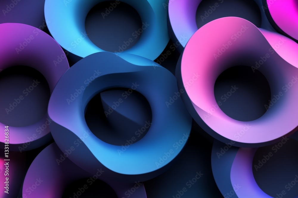 Aufkleber Colorful abstract shapes in vibrant hues create a dynamic visual display against a dark background