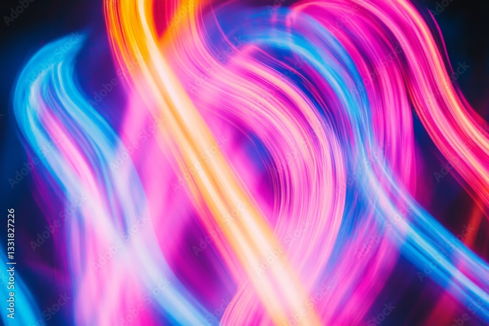 Poster colorful light trails create an abstract display of vibrant hues in a darkened setting