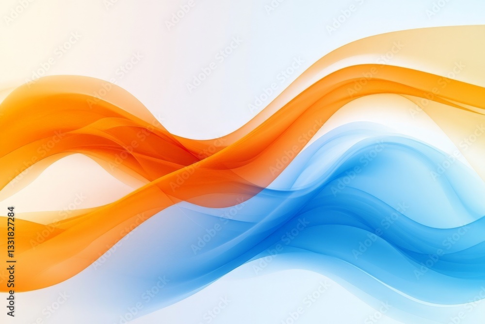 Poster colorful flowing waves in shades of blue and orange create a vibrant background design for creative 
