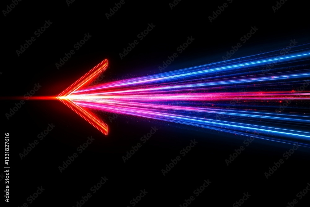 Poster Colorful neon laser beams traveling in a dark space create a vibrant and dynamic display