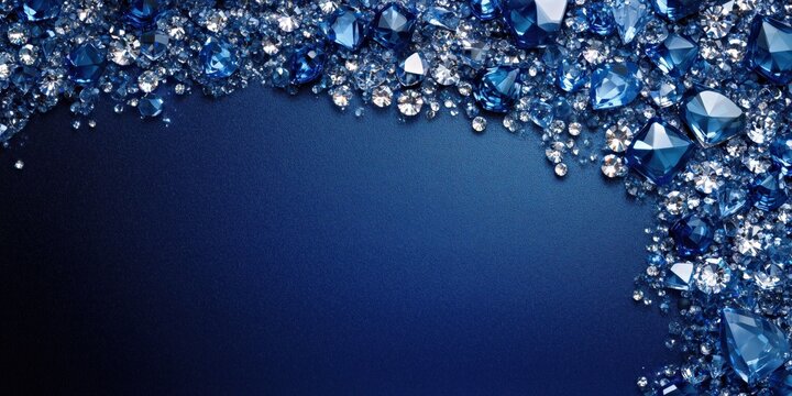glamorous composition of scattered blue and white gemstones