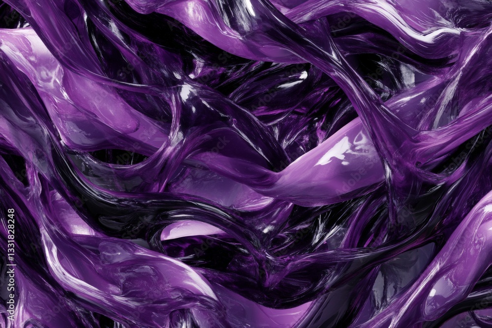 Poster Abstract portrayal of flowing purple and black textures creates dynamic visual interest in digital art
