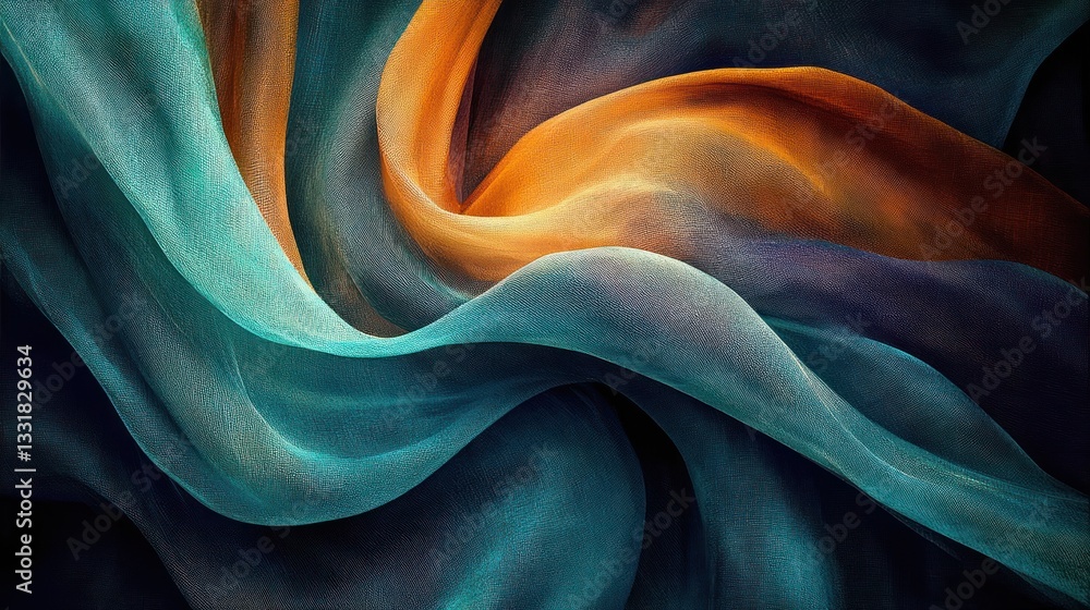 Aufkleber abstract layered fabric texture in dark tones with surreal elements