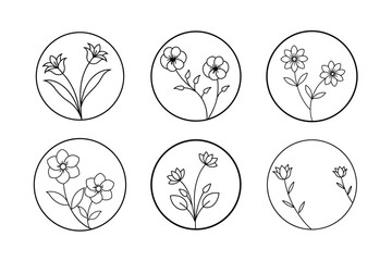 Flowers circle frame Vector art.