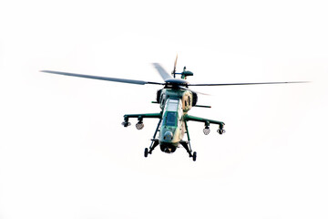 Fototapeta premium Helicopter flying on isolated white background